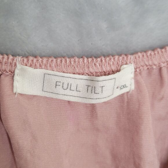 FULL TILT Silky Pink Cami Top Size XXL Lace Trim Coquette Cropped Y2K - Picture 5 of 7